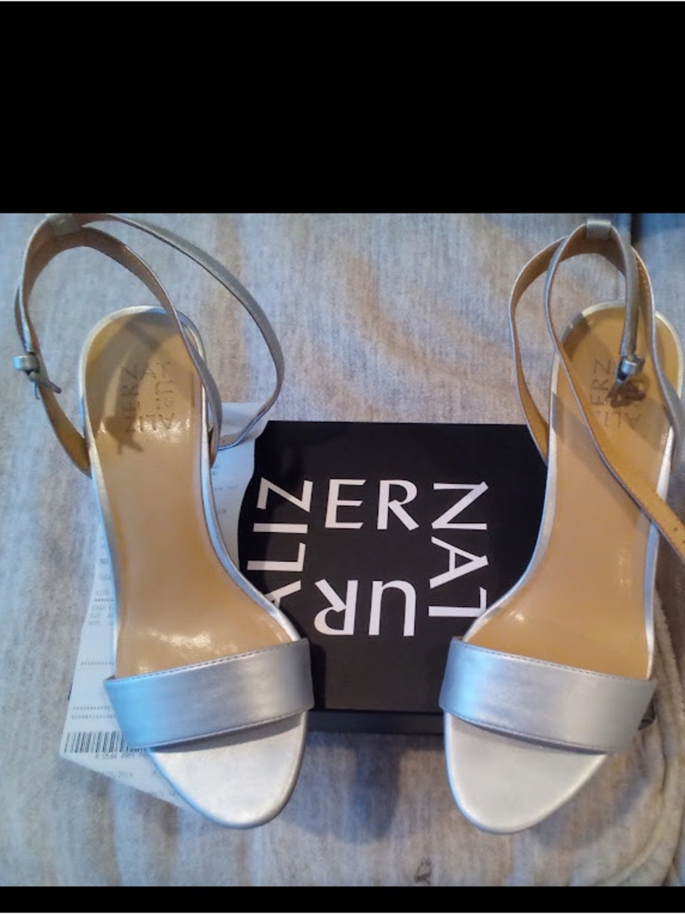 NATURALIZER Silver Ankle-Strap Sandals